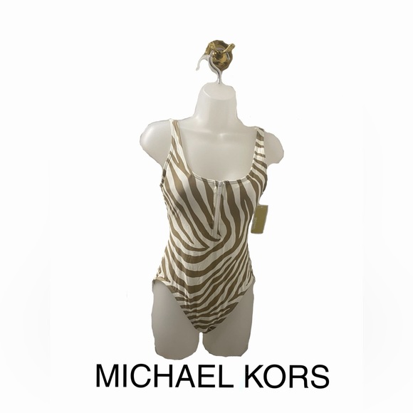 Michael Kors Zip Up Zebra Print One Piece Swimsuit - Picture 3 of 6